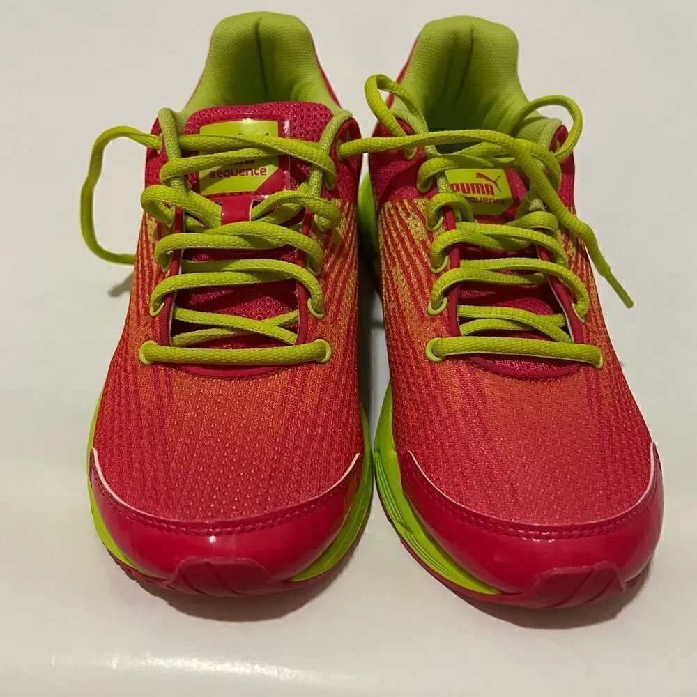Puma Kids Big Girl pink/Green shoes size 4